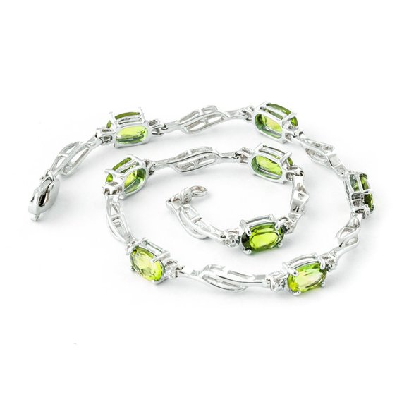 Galaxy Gold Products Jewelry - 14K. SOLID GOLD  BRACELET WITH PERIDOT & DIAMOND